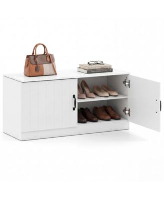 2 Door Shoe Bench Shoe Storage Cabinet with Adjustable Shelves