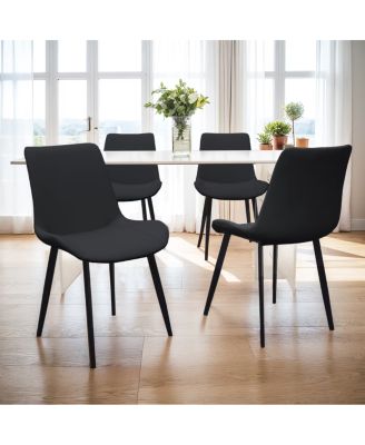Modern PU Leather Dining Chairs with Metal Legs, Set of 4