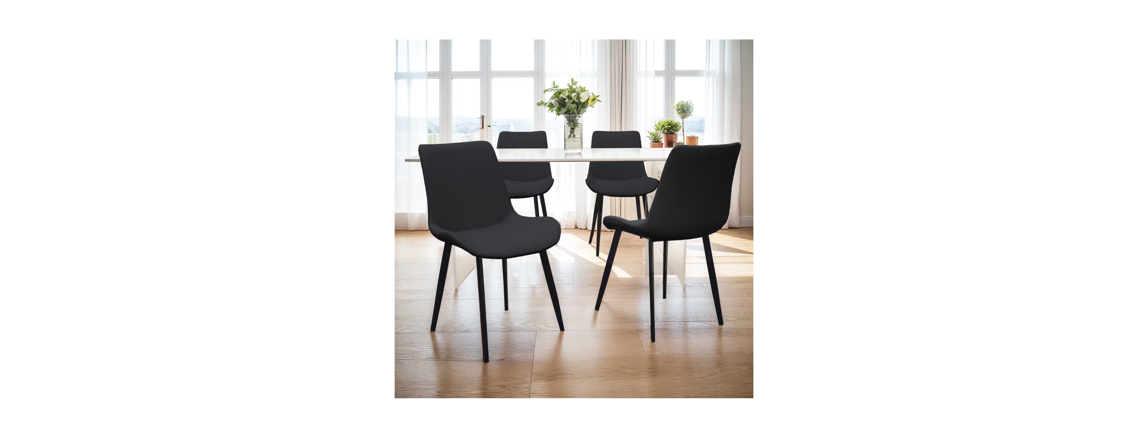 Streamdale Furniture Modern Pu Leather Dining Chairs with Metal Legs, Set of 4