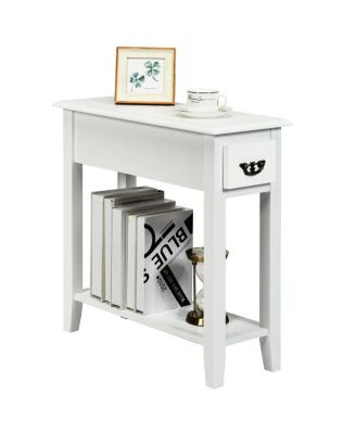 2 Tier End Bedside Sofa Side Table Narrow Nightstand