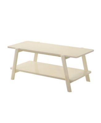 Metz Mid-Century Modern Wood Shelf Coffee Table, Off-White Finish