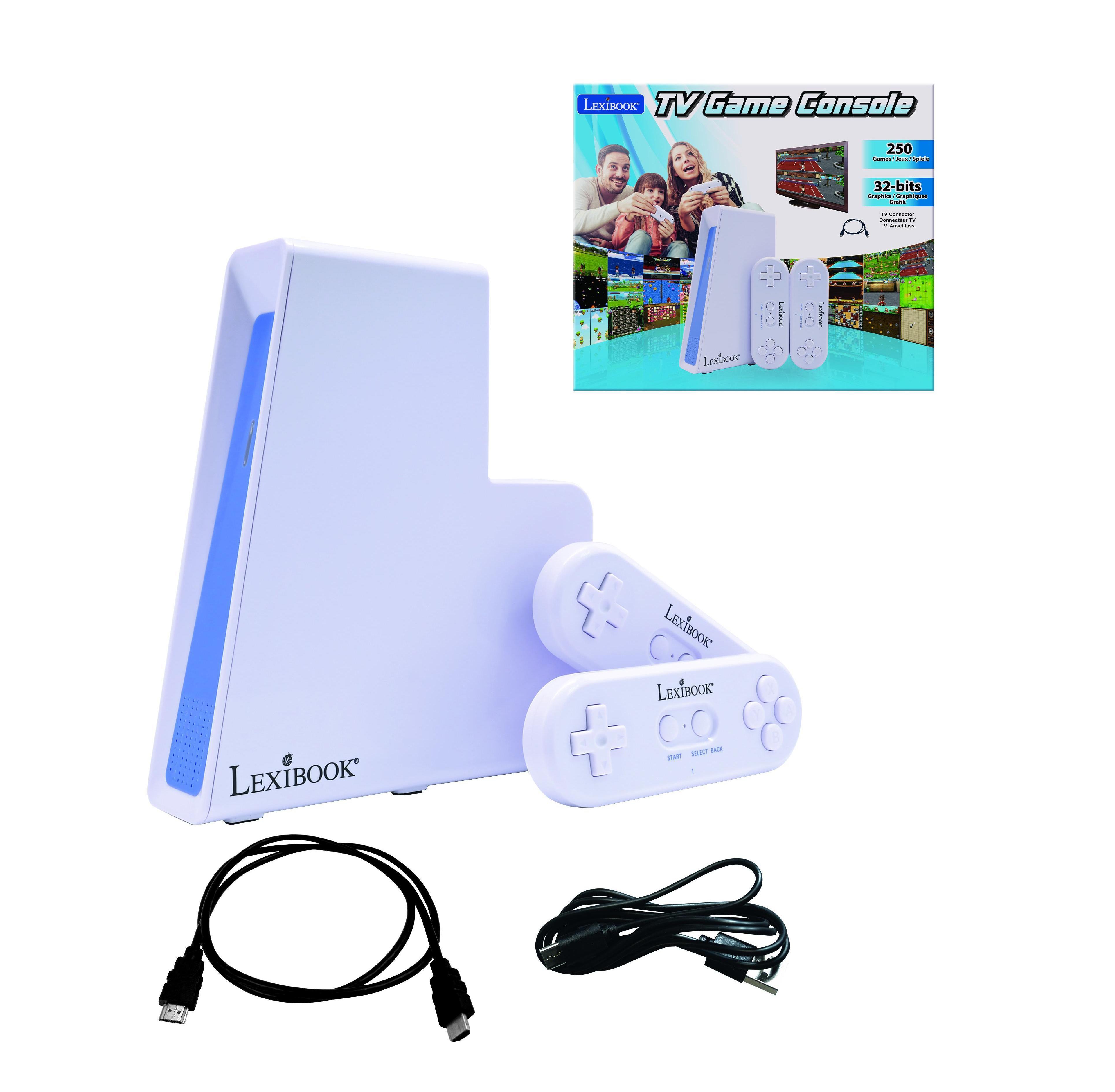Lexibook Tv game console with 2 wireless controllers, 250 games, 32-bit graphics, Tv connector