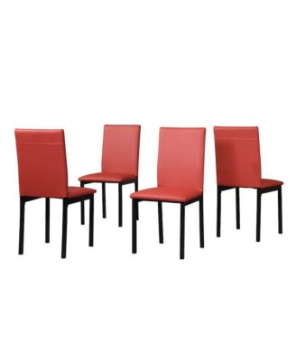 Noyes Faux Leather Seat Metal Frame Red Dining Chairs, Set of 4