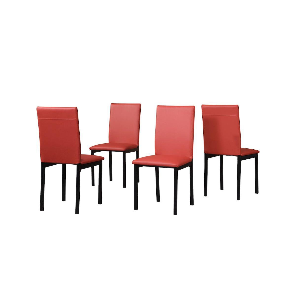 Roundhill Furniture Noyes Faux Leather Seat Metal Frame Red Dining Chairs, Set of 4