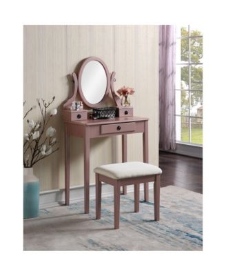 Moniys Wood Makeup Vanity Table and Stool Set