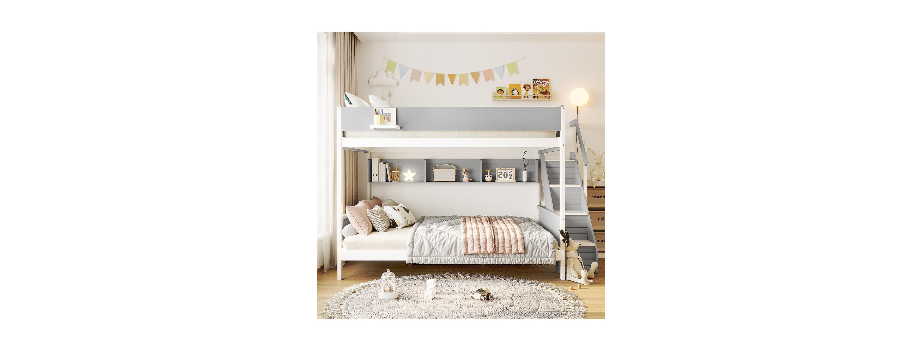 Streamdale Furniture Full Xl/Queen Bunk Bed with Stairs and Shelves