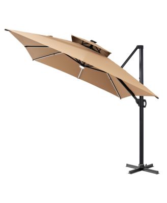13 X 10 Ft. Aluminum Double Top Cantilever Patio Umbrella with LED Strip Lights