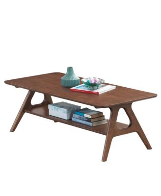 Arona Mid-Century Modern Wood Coffee Table with Shelf