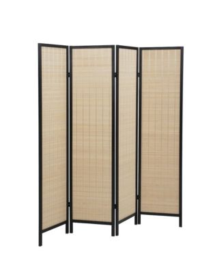 Inkwell 4-Panel Bamboo Room Divider, Folding Screen