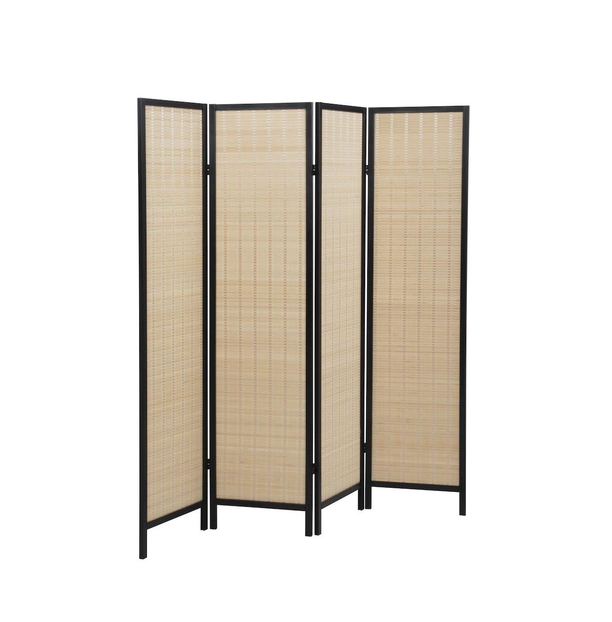Roundhill Furniture Inkwell 4-Panel Bamboo Room Divider