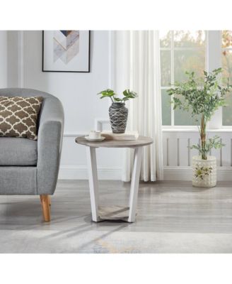 Elysian Contemporary Round End Table with Shelf
