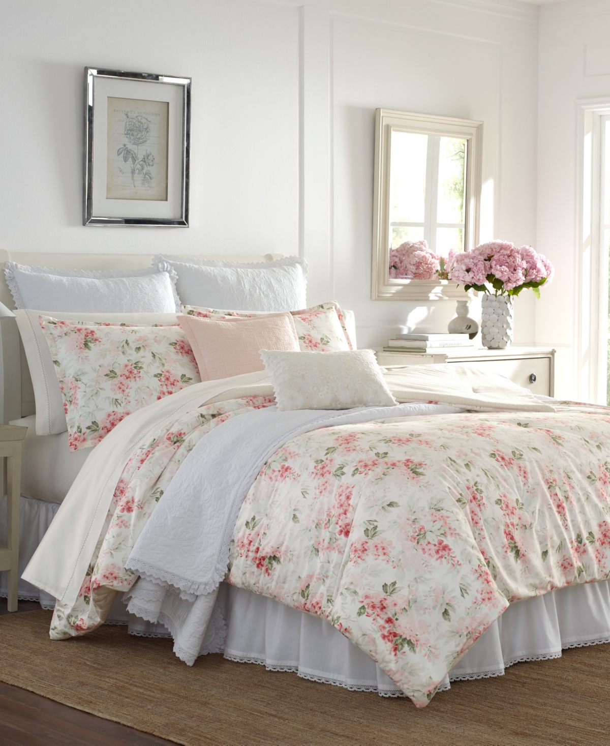 Laura Ashley Wisteria Velour Comforter Set, Full/Queen