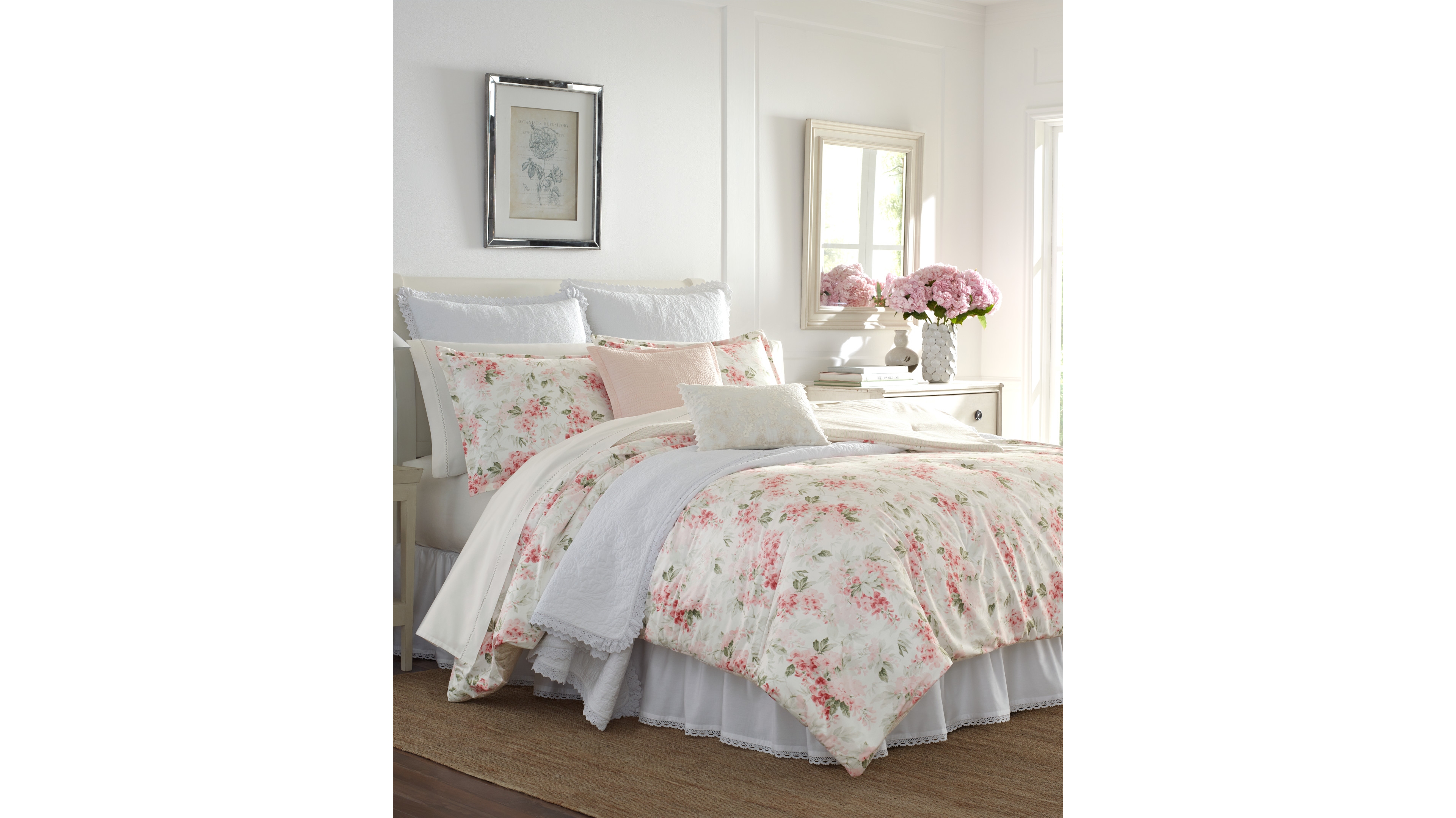 Laura Ashley Wisteria Velour Comforter Set, Full/Queen