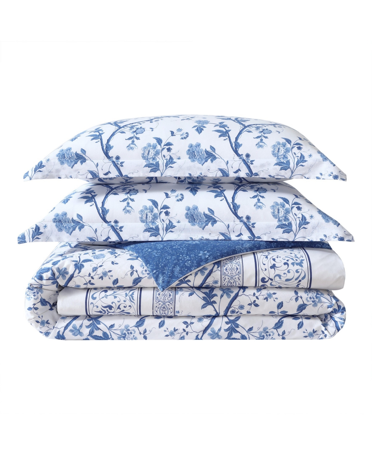 Laura Ashley Charlotte Cotton Reversible 4 Piece Comforter Set