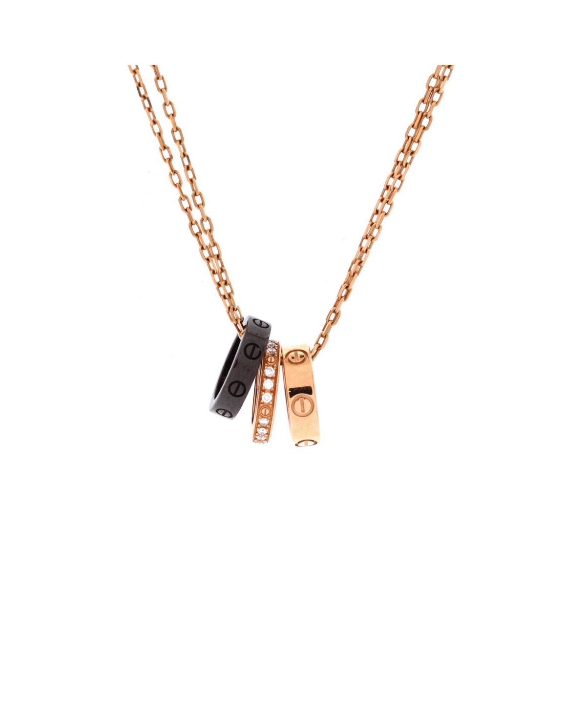 Pre-Owned Cartier Love 3 Ring Pendant Necklace - 18k rose gold