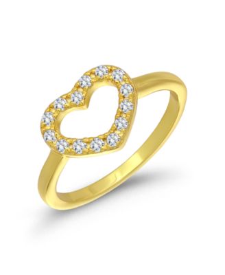 Cubic Zirconia Pave Heart Pinky Ring in Gold-Tone