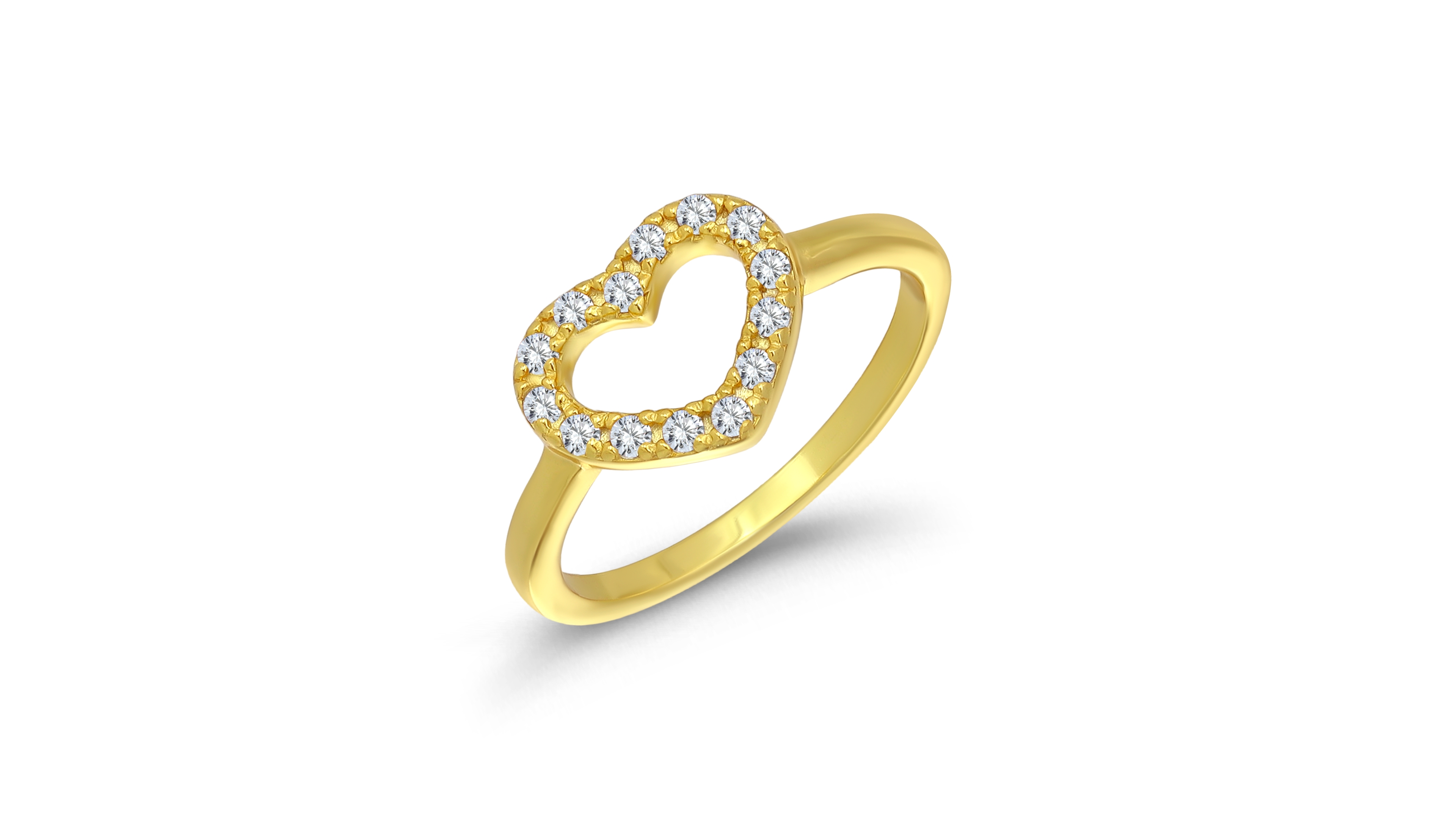 Macy's Cubic Zirconia Pave Heart Ring Gold-Tone