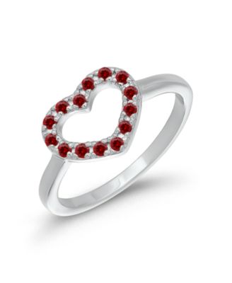 Red Cubic Zirconia Pave Heart Pinky Ring