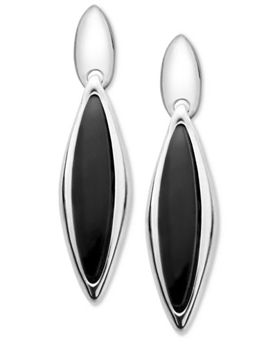 Nambé Marquise Stone Drop Earrings in Black Agate and Sterling Silver, Only at Macy's