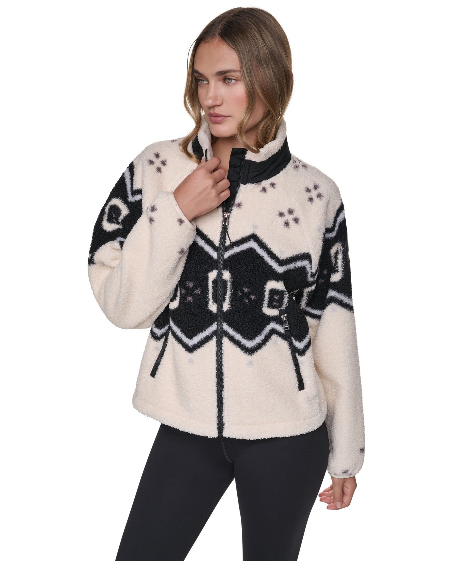 Women's Beacon Sherpa Placement-Print Mock Neck Jacket