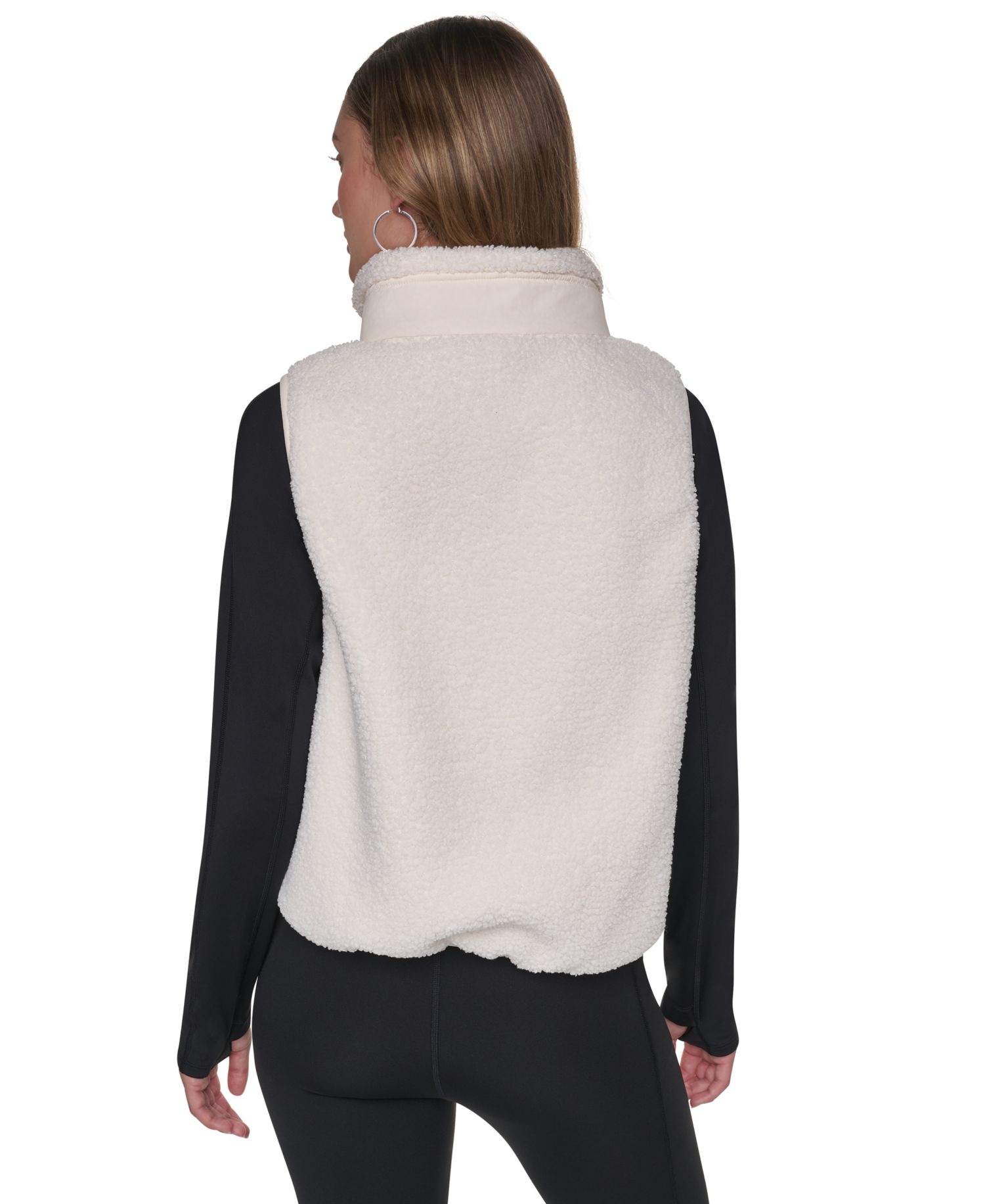 Women's Sherpa Mock-Neck Jacket with Woven Piecing