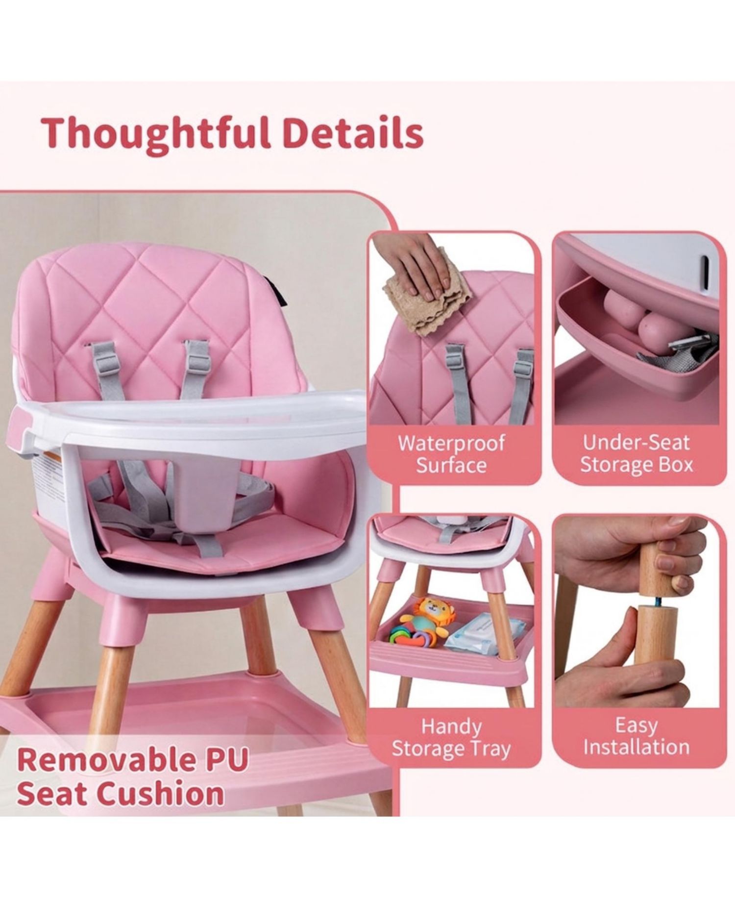 Convertible High Chair with Under-Seat Storage