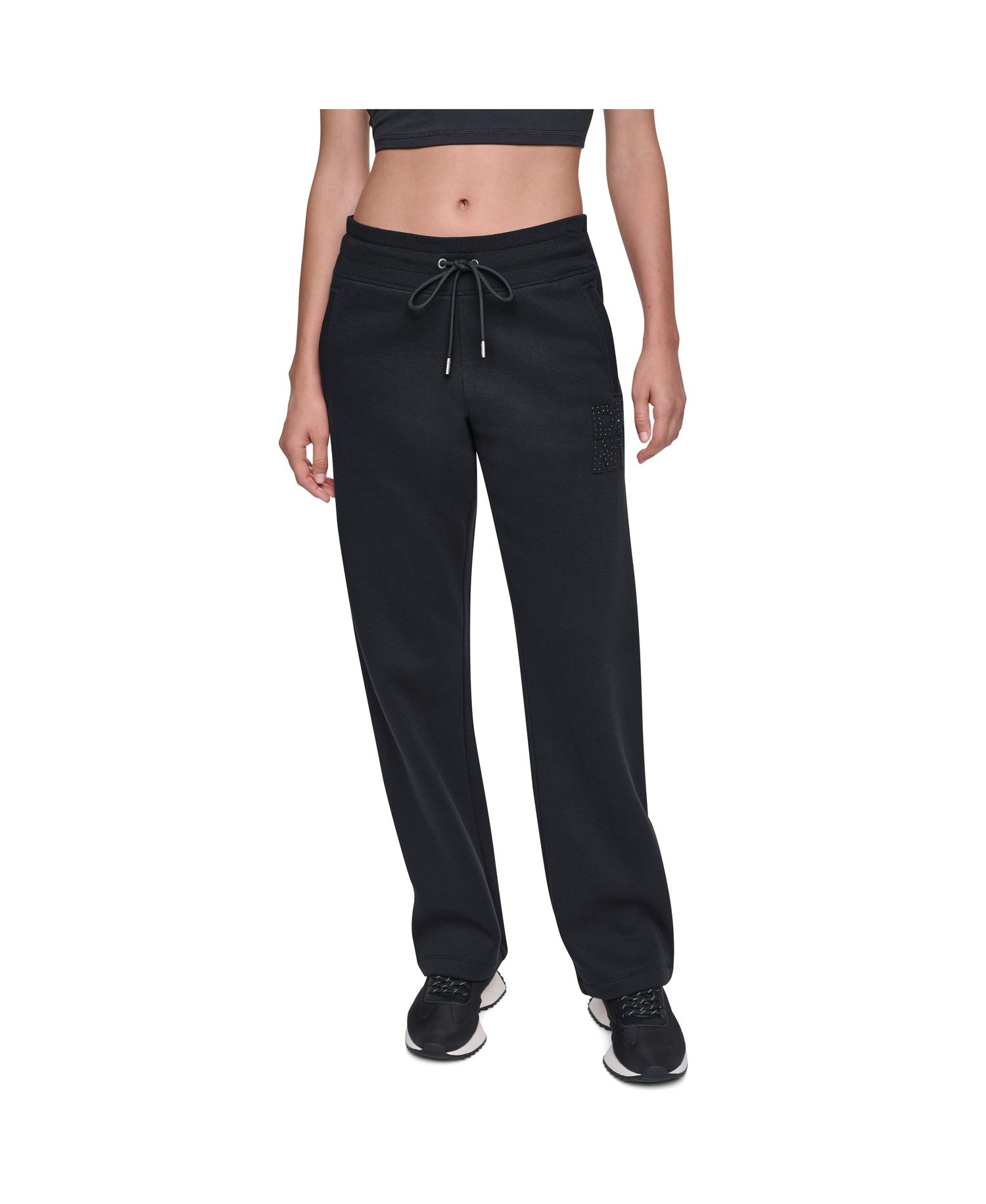Women's Stacked Rhinestone Applique High-Rise Straight-Leg Pants