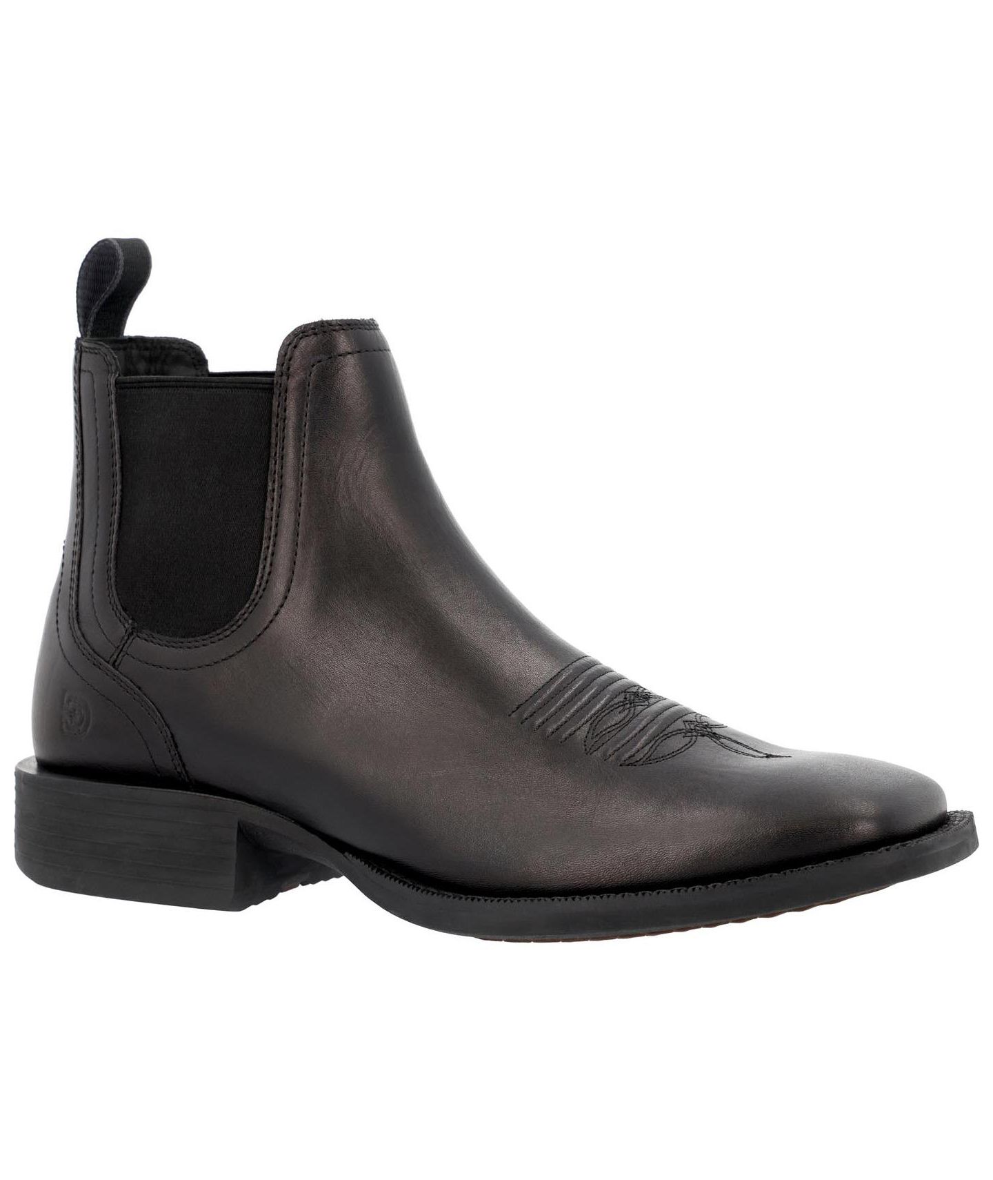 Мужские ботинки Durango Shyloh Full-Grain Leather Square Toe Chelsea, цвет: Полированный чёрный оникс — фото 1