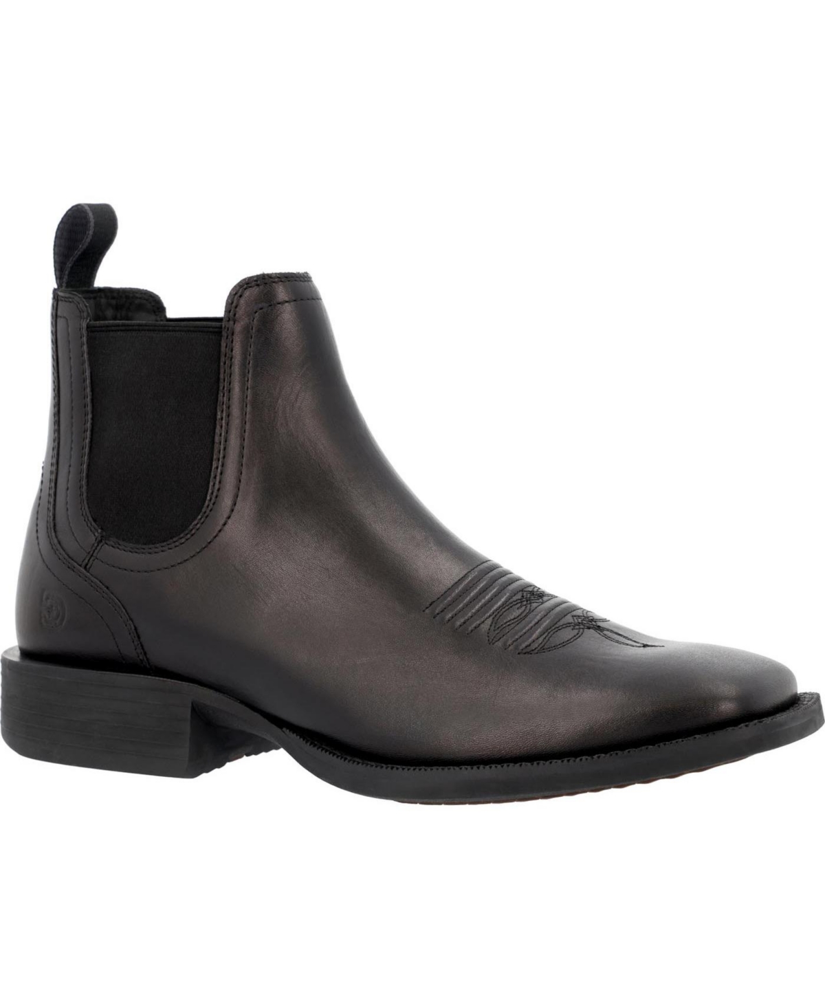 Durango Men's Shyloh Full-Grain Leather Square Toe Chelsea Boots - Polished black onyx