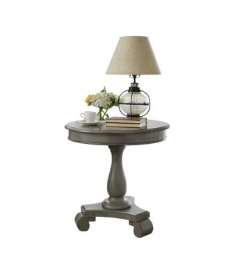 Rene Round Wood Pedestal Side Table