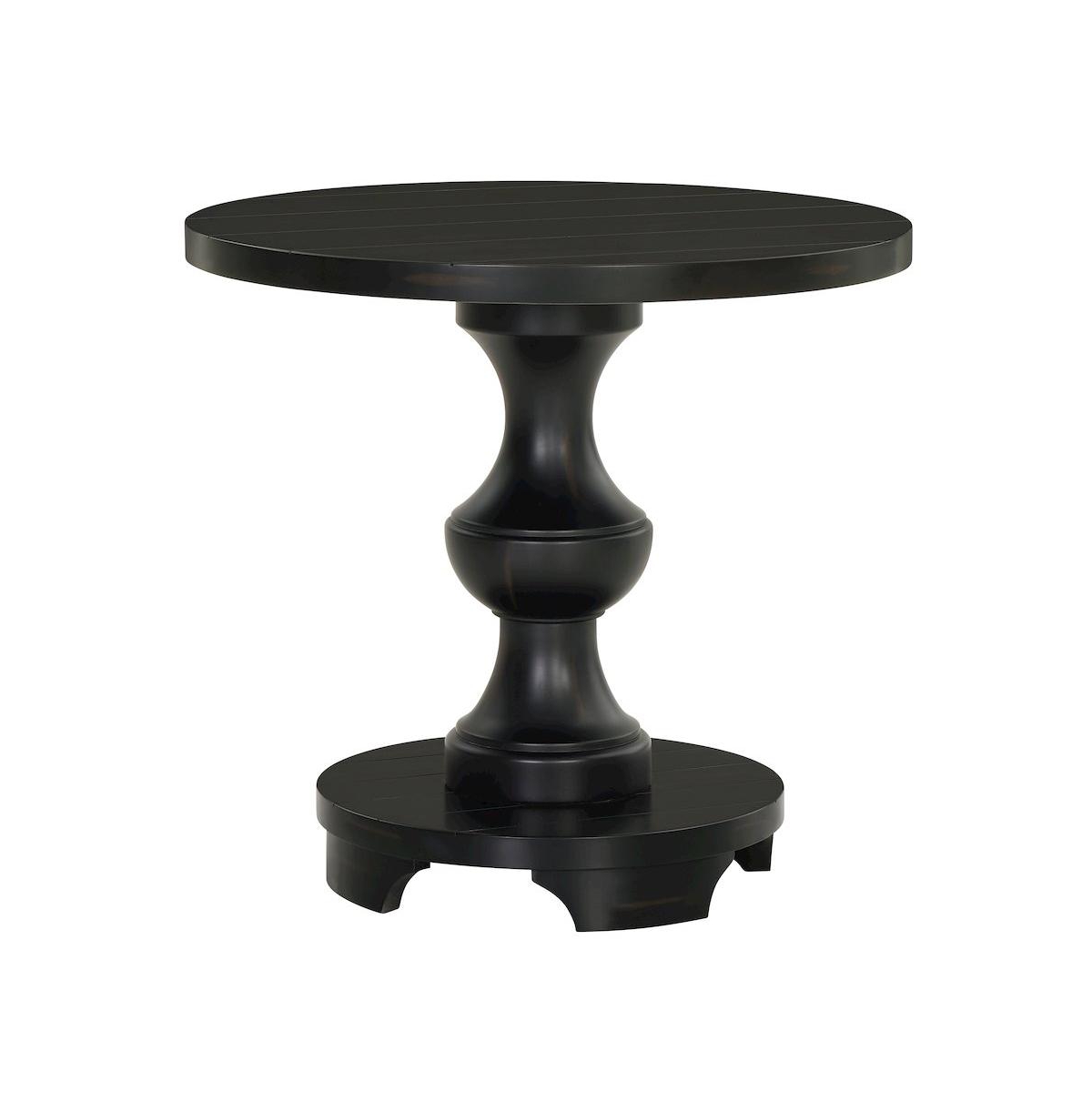 Roundhill Furniture Caesar Traditional Round Pedestal End Table - Black