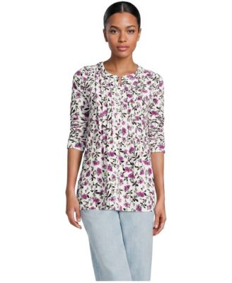 Women's Long-Sleeve Henley Pintuck Tunic