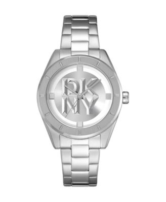 Women's Quartz Water-Resistant Chambers Silver Stainless Steel Bracelet Watch, 34 mm