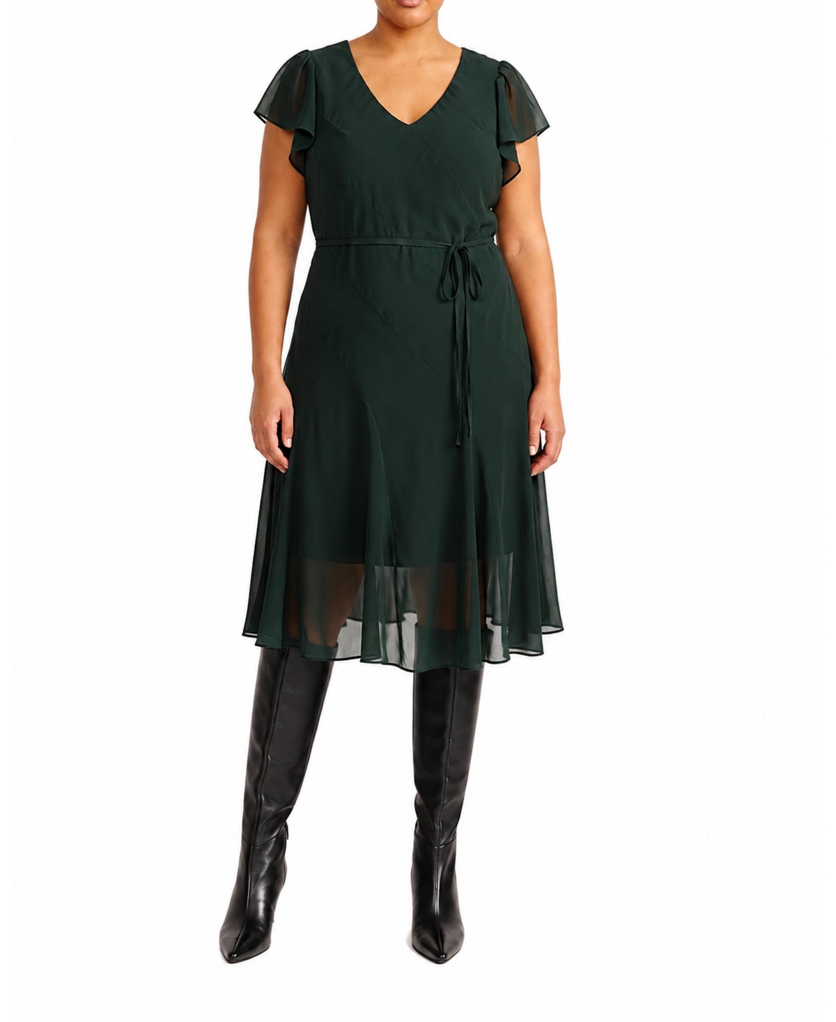 Universal Standard Plus Size Seville Chiffon Dress - Forest green