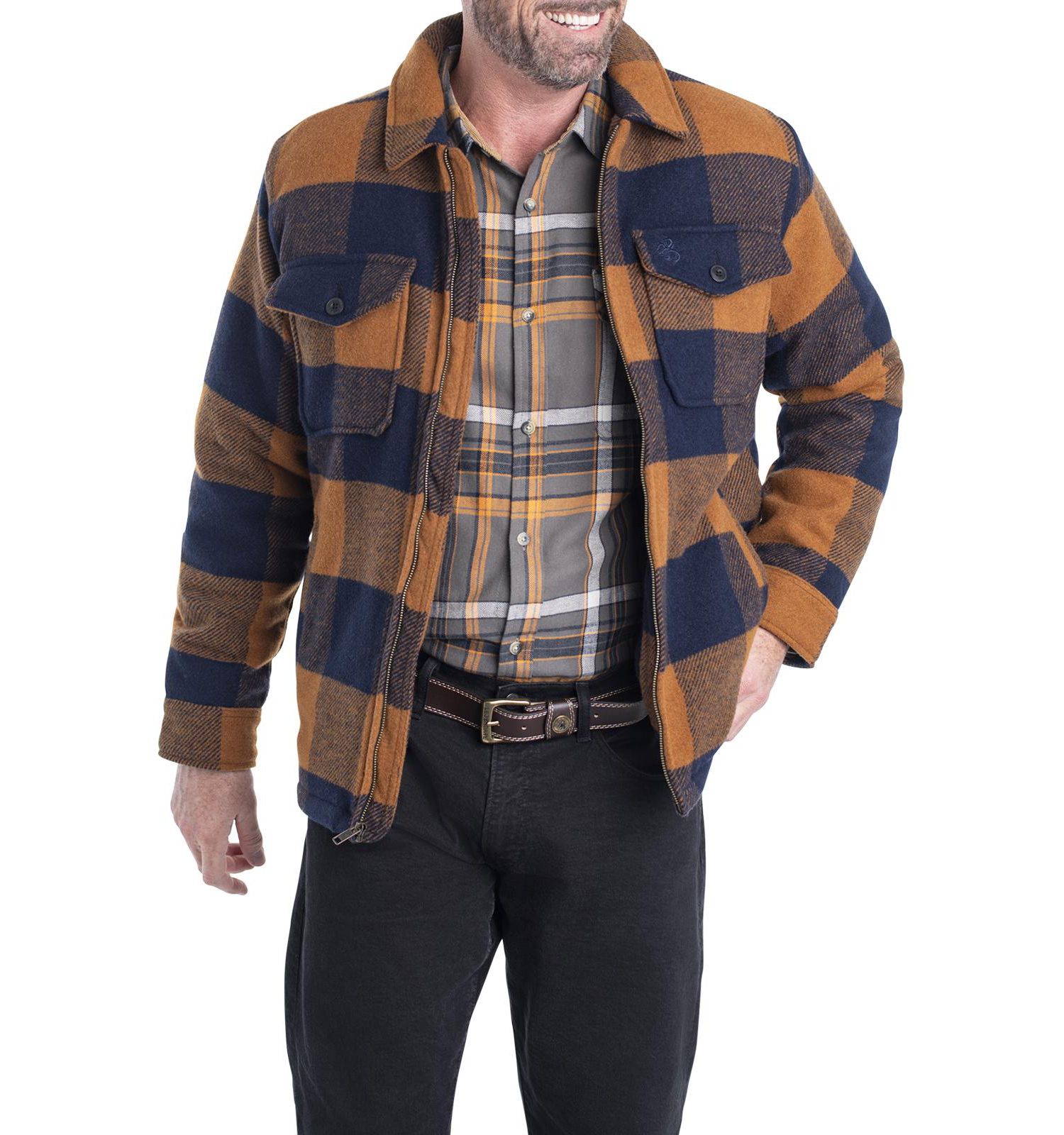Big & Tall Wool Sherpa Lined Heavyweight Zip Up Coat