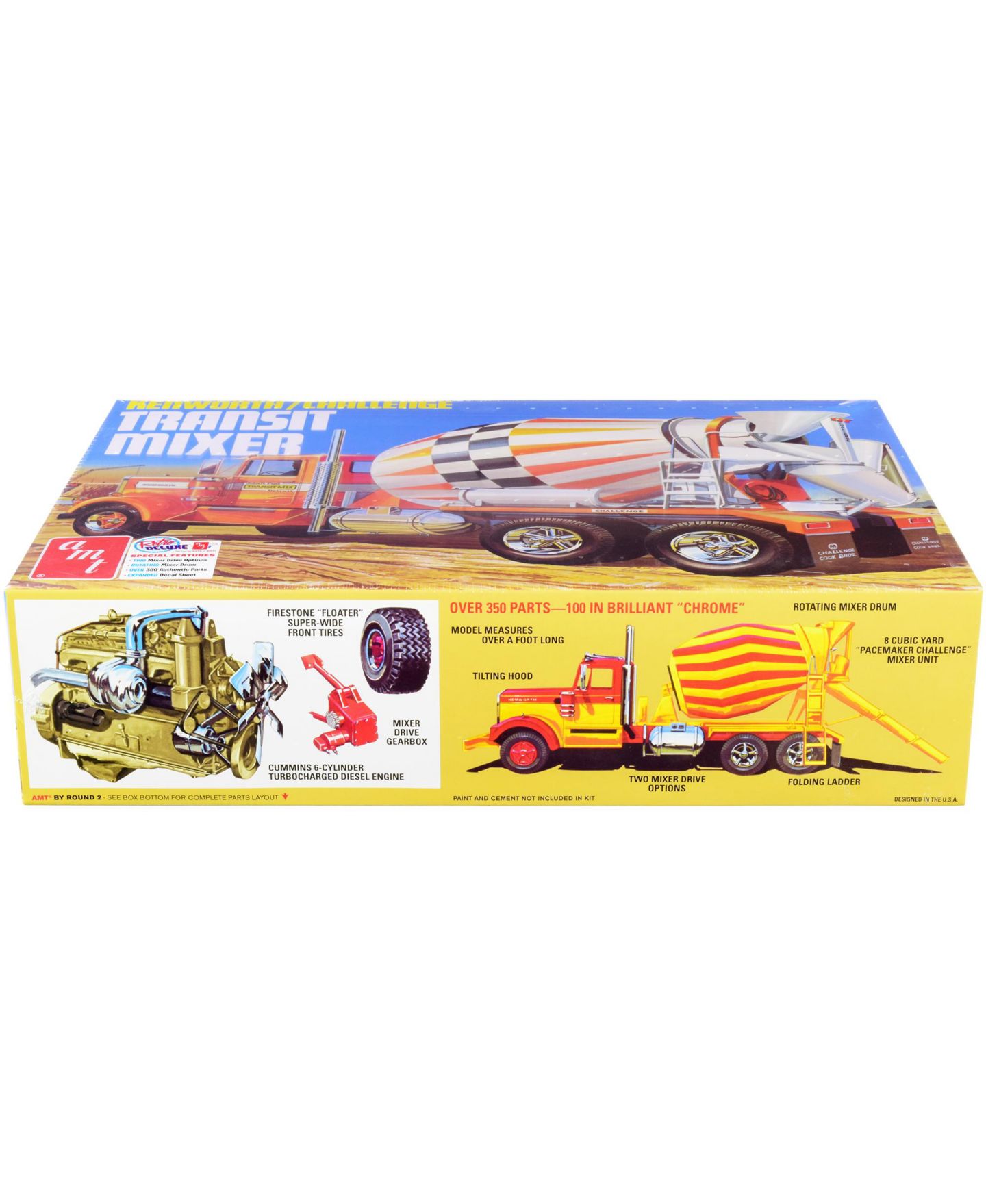 Детские игрушки AMT 1/25 Scale Kenworth/Challenge Transit Cement Mixer Truck Rotating Mixer Drum Model Kit — фото 2