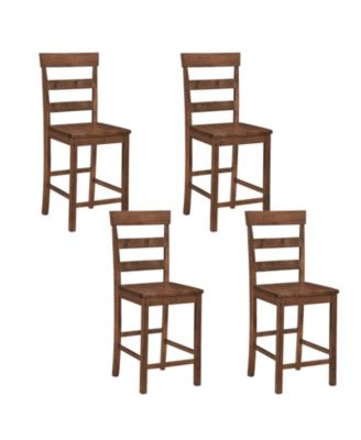 24 Counter Height Bar Stools Set of 4 with High Back Footrest Rubber Wood Frame