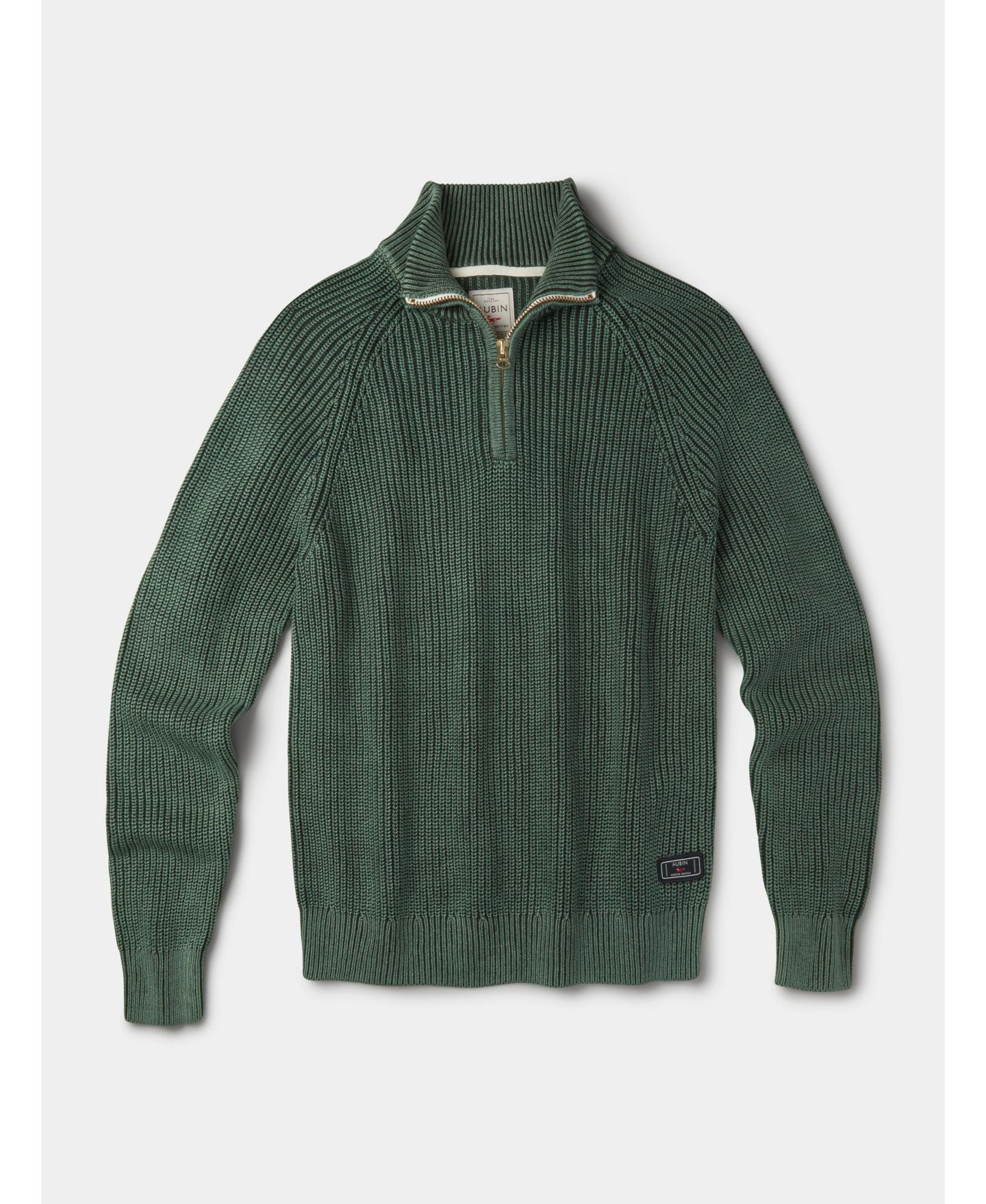 Мужской свитер Aubin Martin Quarter-Zip Ribbed-Knit, цвет: Хаки — фото 7