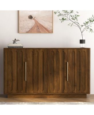 Modern Fluted Sideboard Buffet Cabinet with Storage and Adjustable Shelves