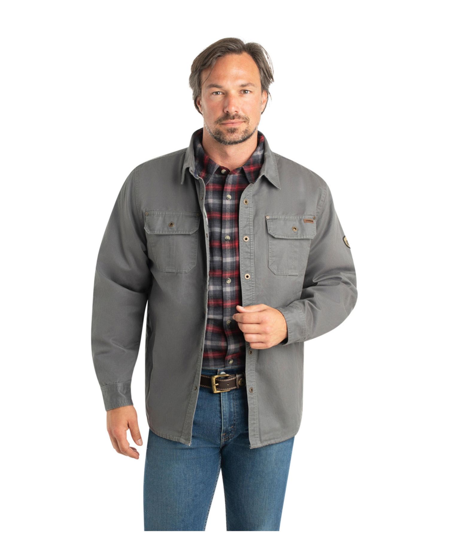 Men's Flannel Lined Water Resistant Snap Up Shirt Jacket