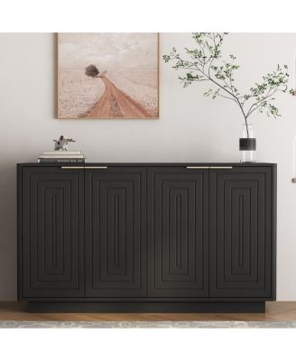 Modern Fluted Buffet Cabinet with Storage and Adjustable Shelves