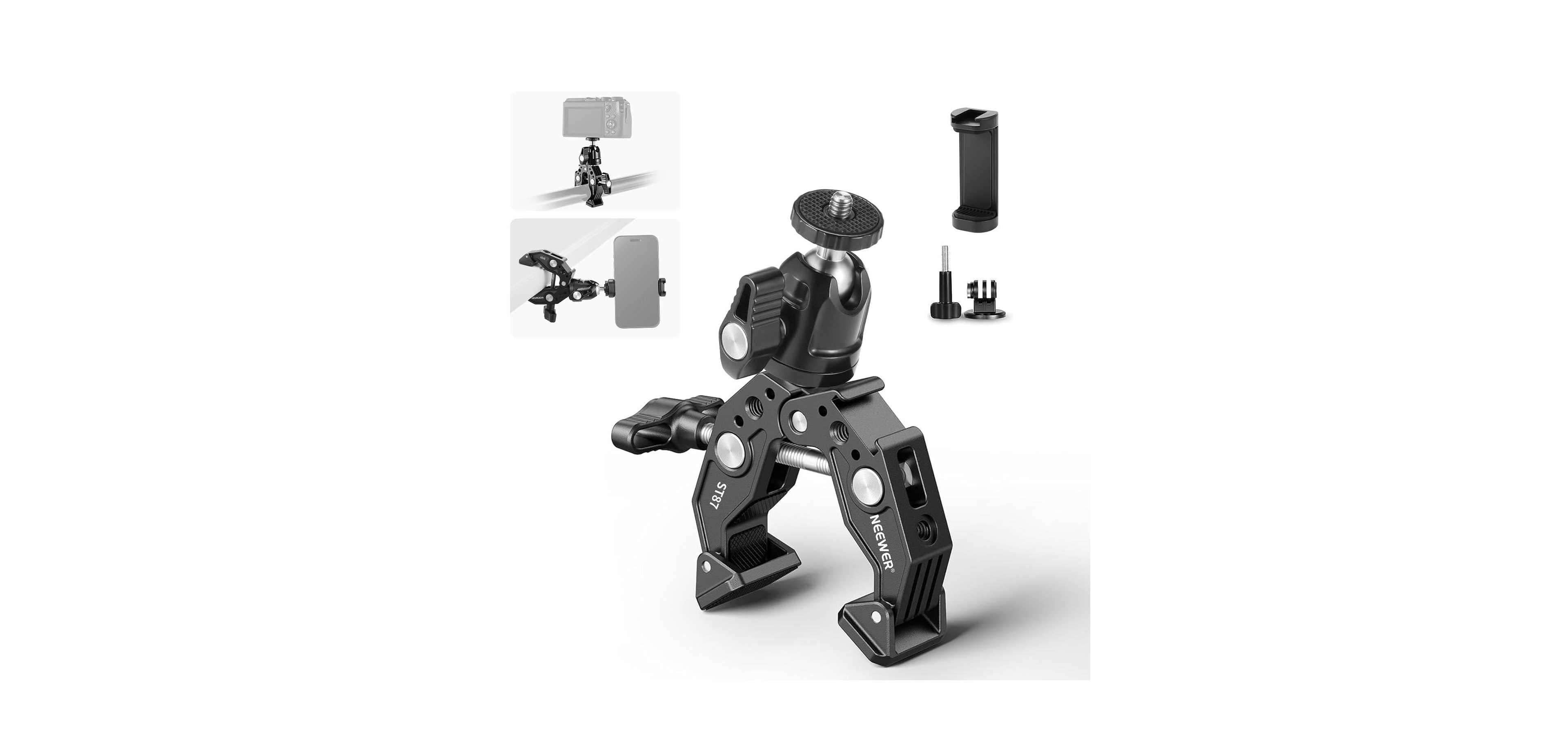 Lamicall ST87 360-Degree Ball Head Cold Shoe Camera Mount Clamp for Action Cameras & Smartphones