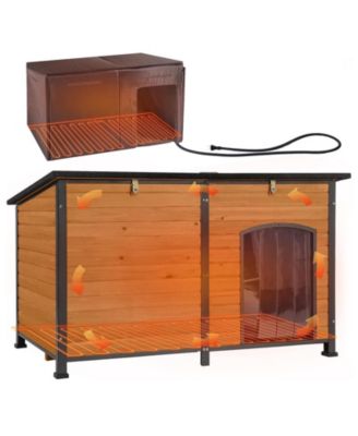 Extra Large Heated Dog House Wooden Dog Shelter with Heating Pad