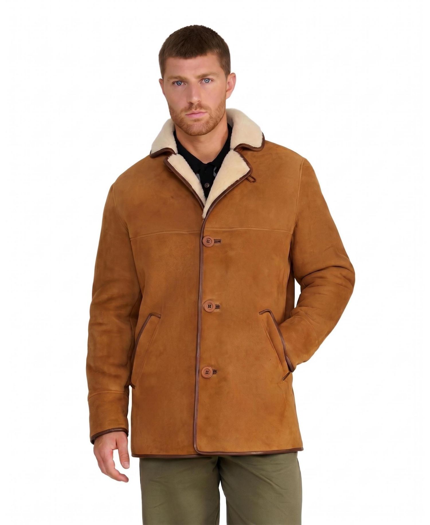 Big & Tall Harrison Whisky Suede Shearling Coat