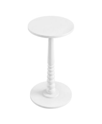 Round End Table with Solid Wood Legs, Small Space Nightstand, Mid-Century Modern for Living Room