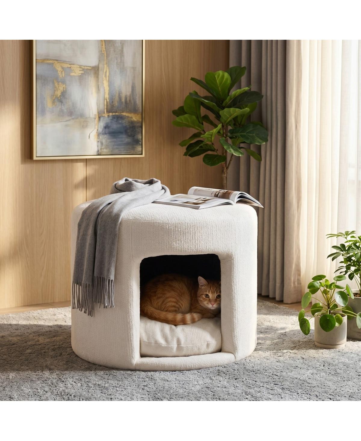 Streamdale Furniture Pet-Friendly Storage Ottoman with Removable Cushion and Acacia Wood Legs