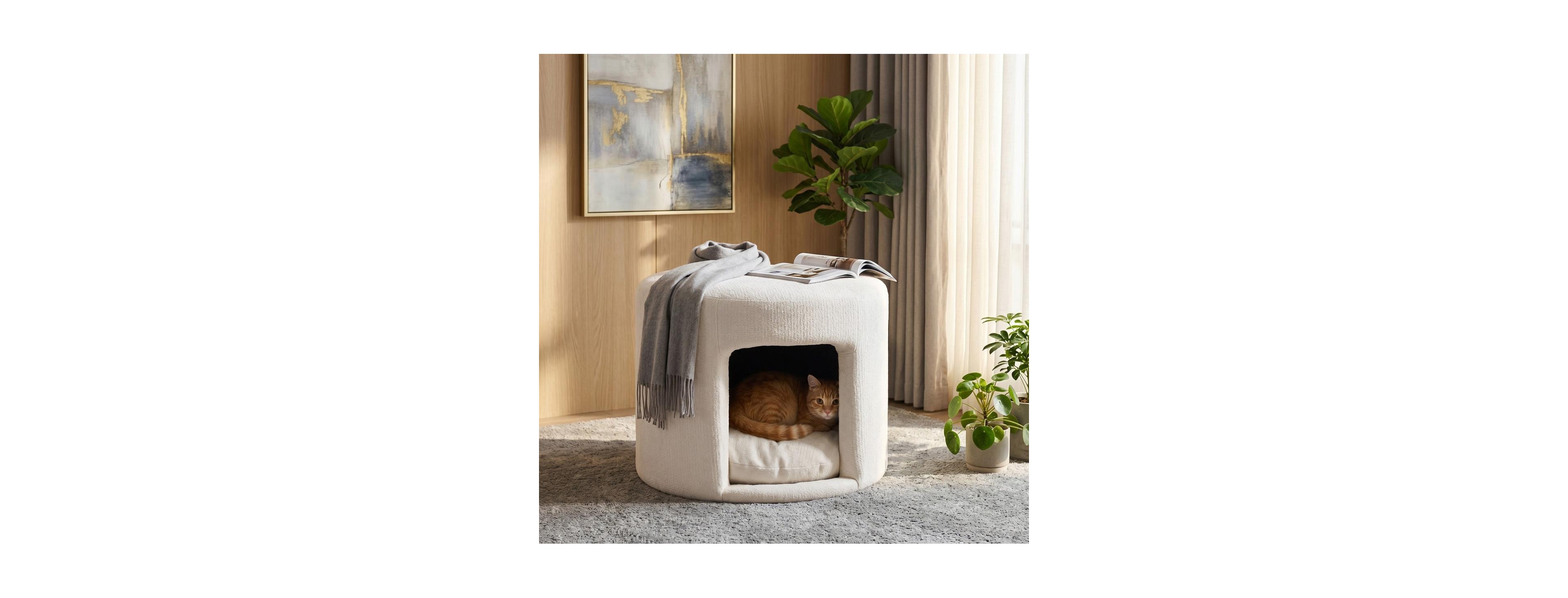 Streamdale Furniture Pet-Friendly Storage Ottoman with Removable Cushion and Acacia Wood Legs