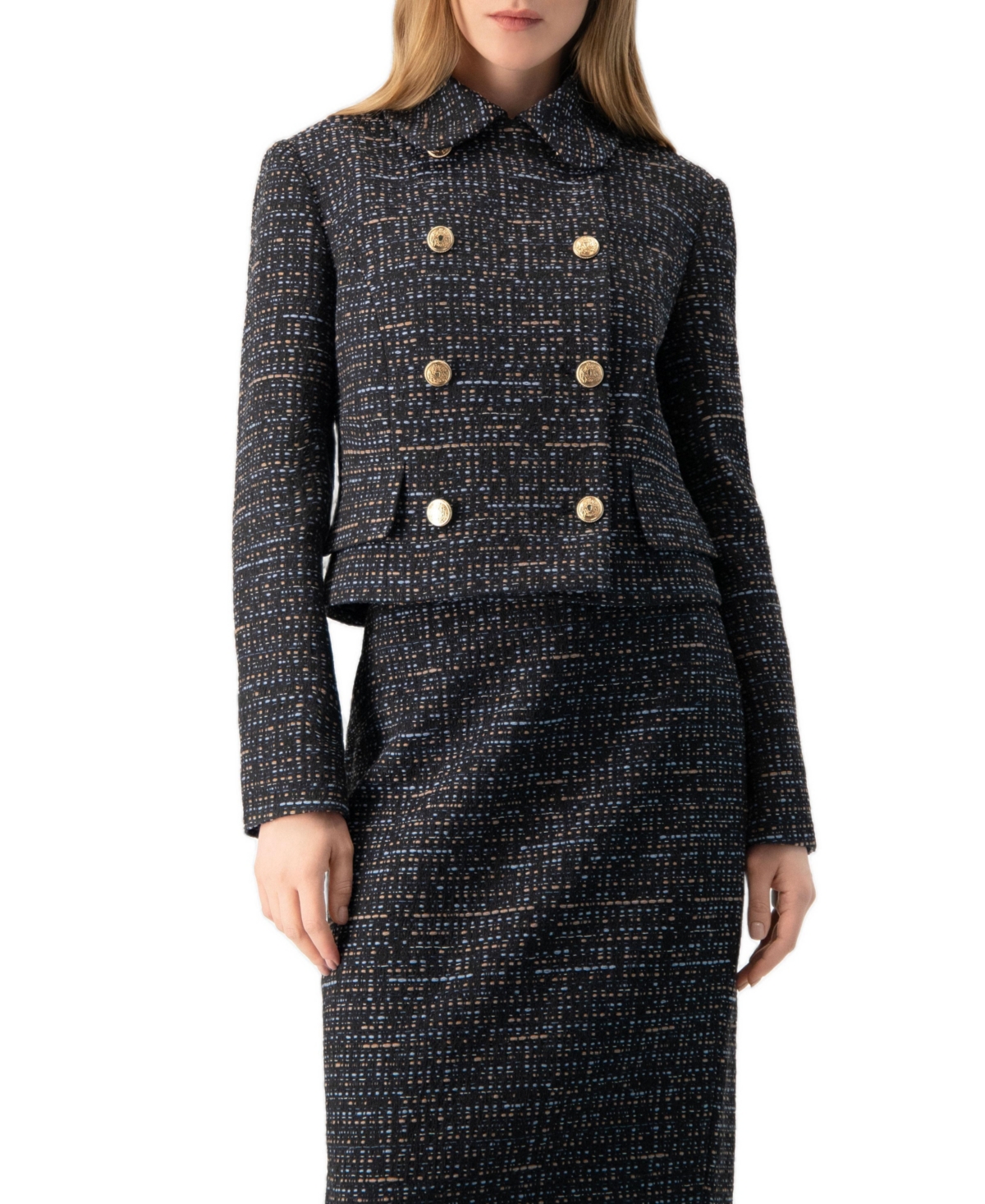 Ivonne Women's Double-Breasted Tweed Jacket