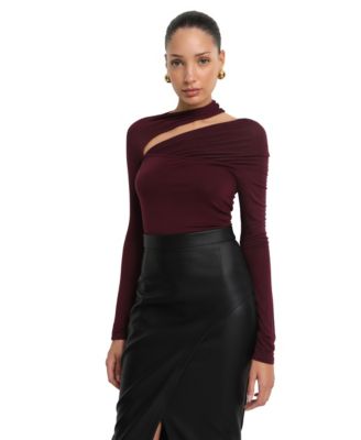 Women's Zola Asymmetric Cutout Sheer-Sleeve Top