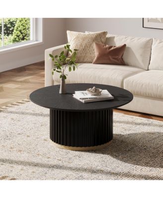 Modern Round Fluted Pedestal Coffee Table